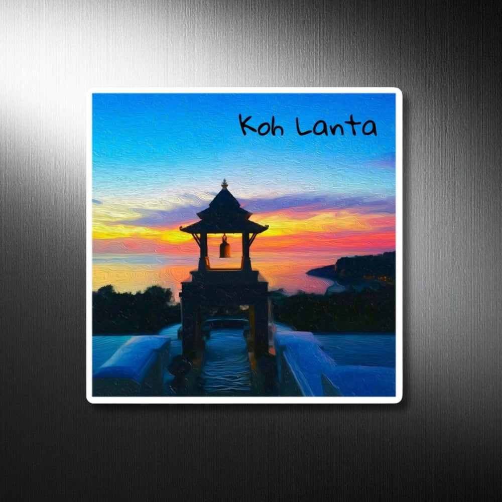 Koh Lanta, Thailand | Sunset Bell Tower Shrine | Original Series Decorative Magnet