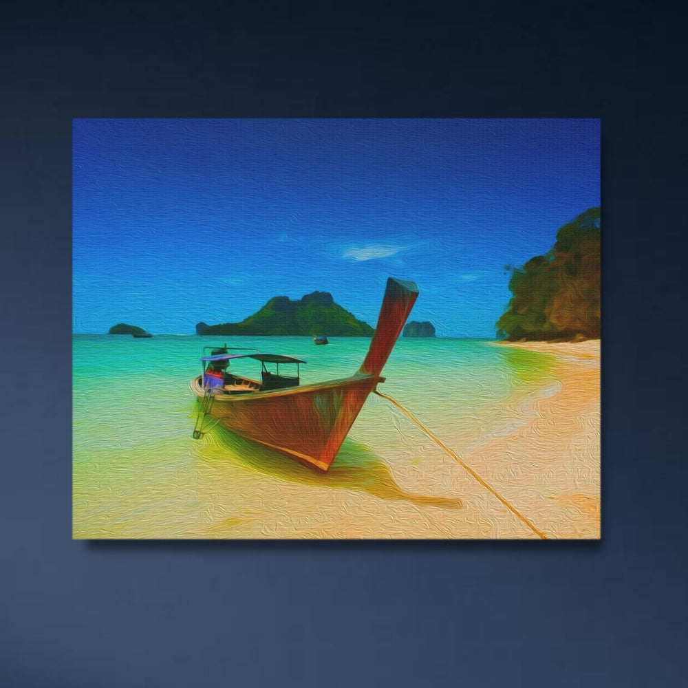 Krabi, Thailand | Longtail Boat Tropical Beach | Original Series Gallery Canvas detail
