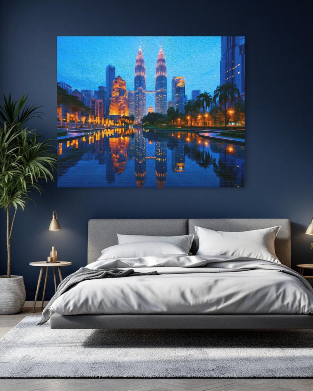 Kuala Lumpur, Malaysia | Twin Towers Night Reflection | Original Series Gallery Canvas detail