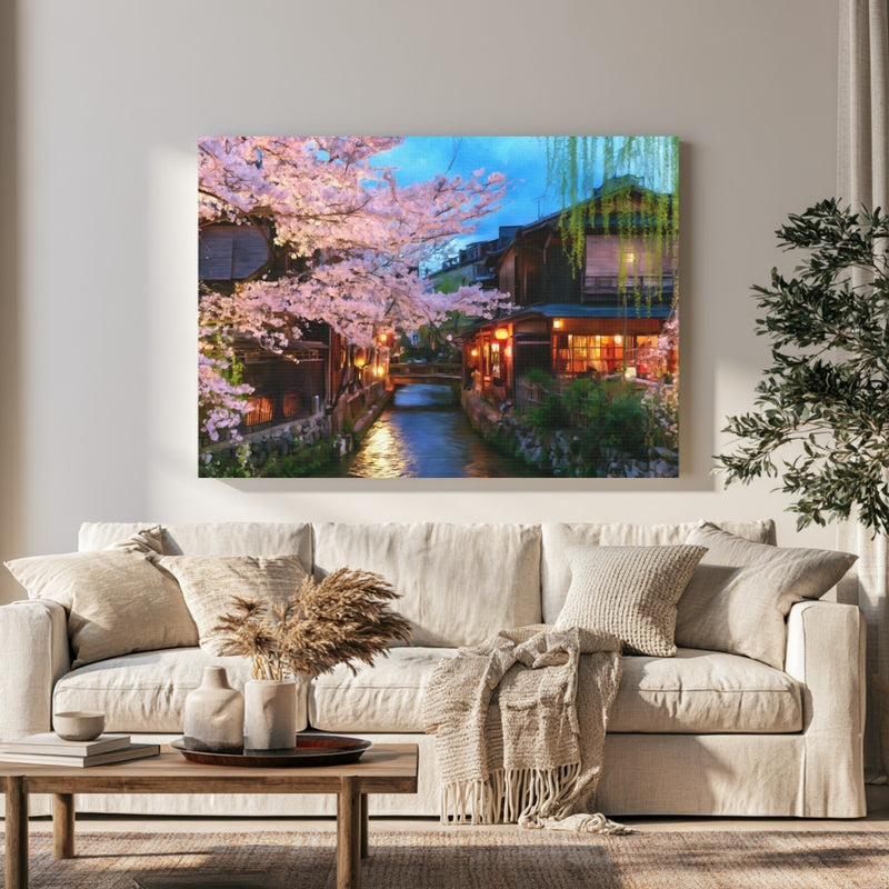 Shirakawa Canal Cherry Blossoms in a room — Kyoto, Japan