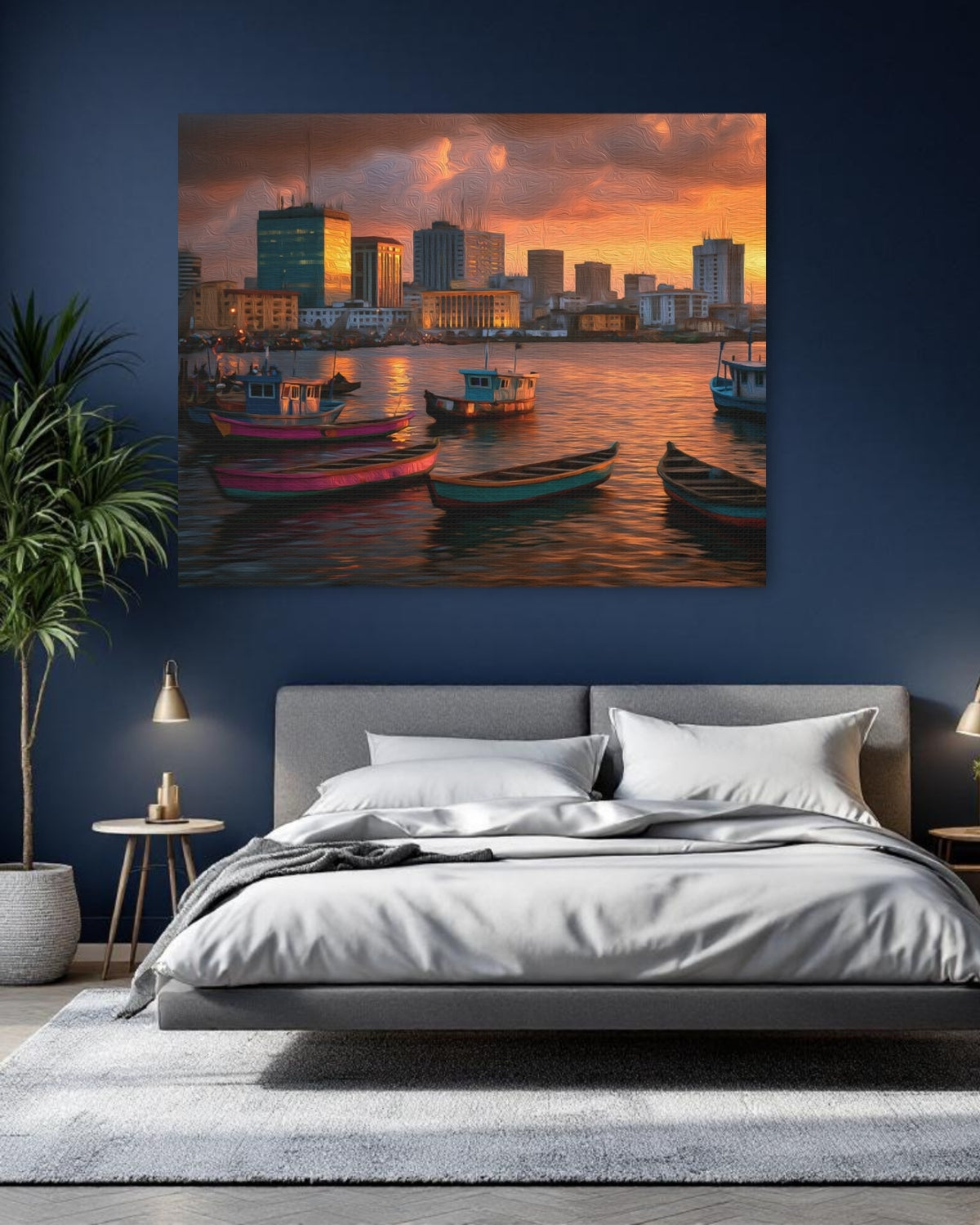 Lagos, Nigeria | Lagos Harbor Waterfront Skyline | Original Series Gallery Canvas detail