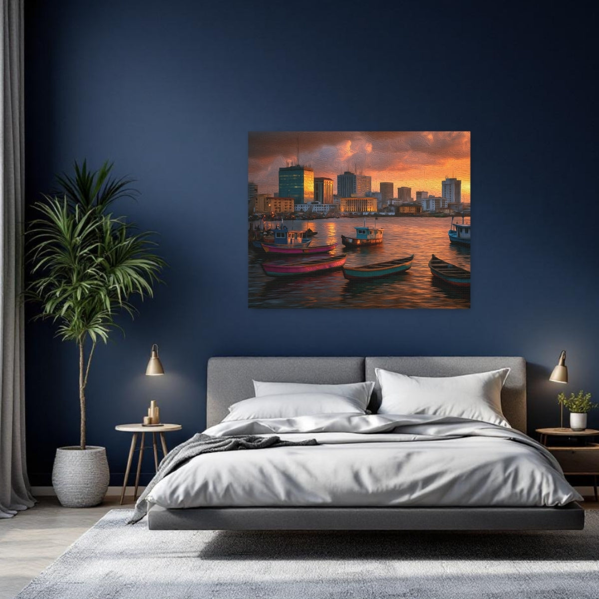Lagos, Nigeria | Lagos Harbor Waterfront Skyline | Original Series Gallery Canvas detail