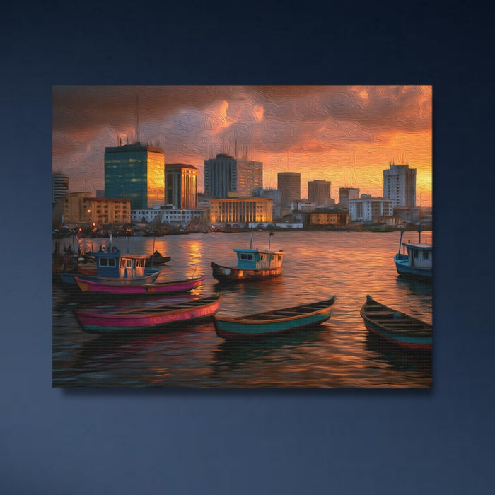 Lagos, Nigeria | Lagos Harbor Waterfront Skyline | Original Series Gallery Canvas