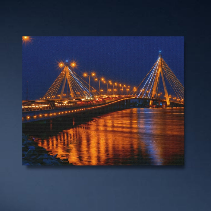 Lagos, Nigeria | Lagos Cable-Stayed Bridge Night | Original Series Gallery Canvas