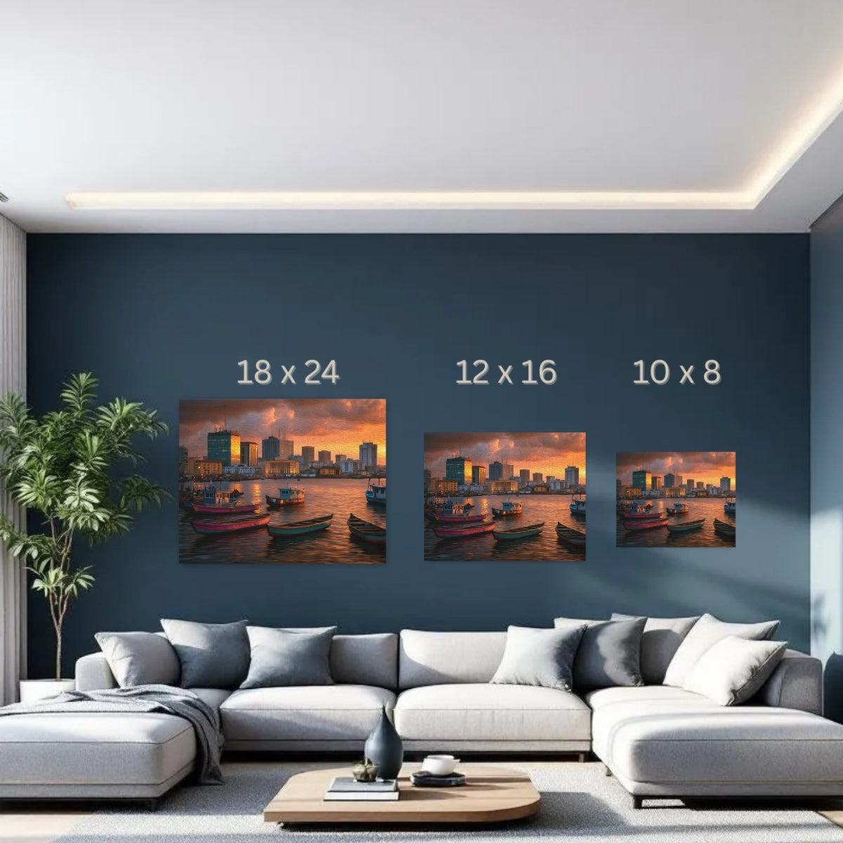 Lagos, Nigeria | Lagos Harbor Waterfront Skyline | Original Series Gallery Canvas detail