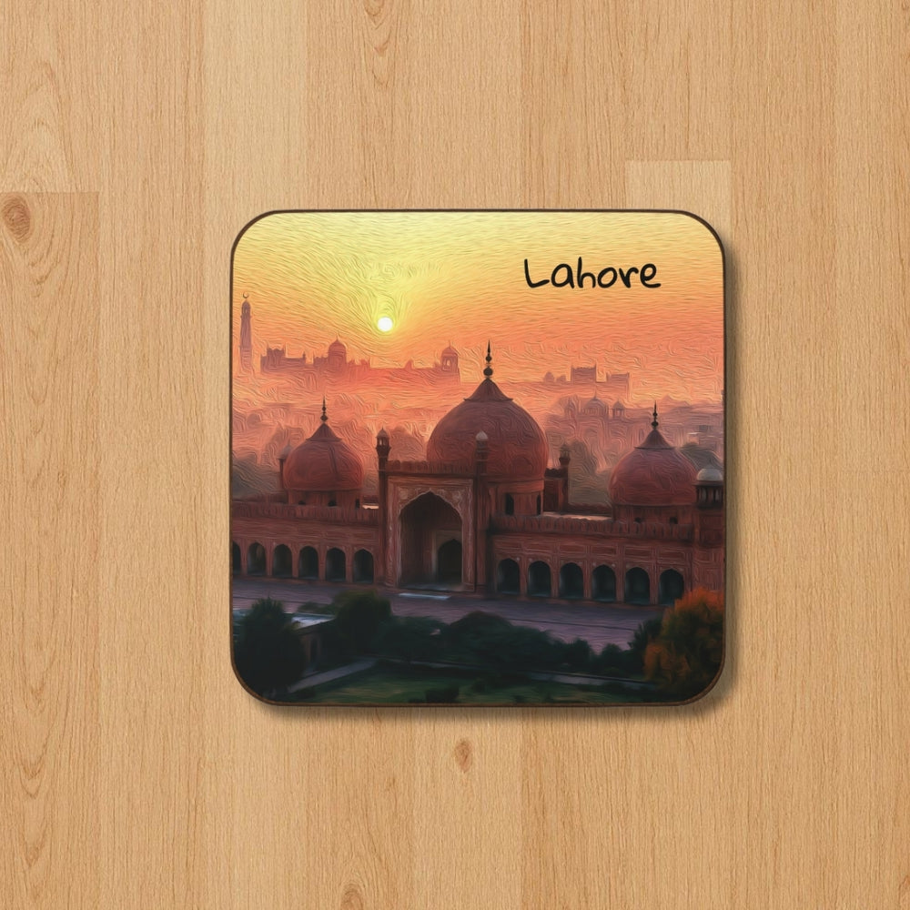 Lahore, Pakistan | Badshahi Mosque at Sunset | Original Series Hardboard Coaster