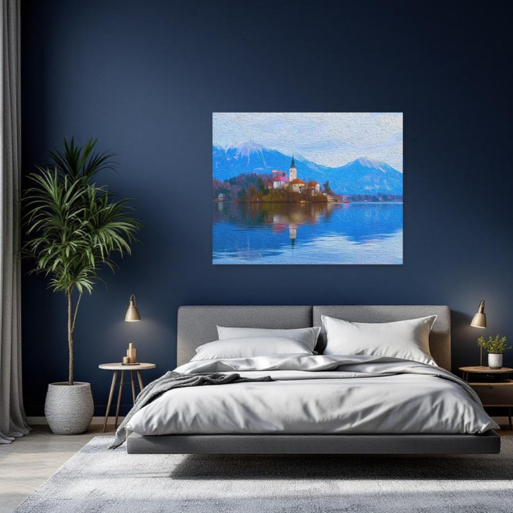 Lake Bled, Slovenia | Island Church on Lake | Original Series Gallery Canvas detail