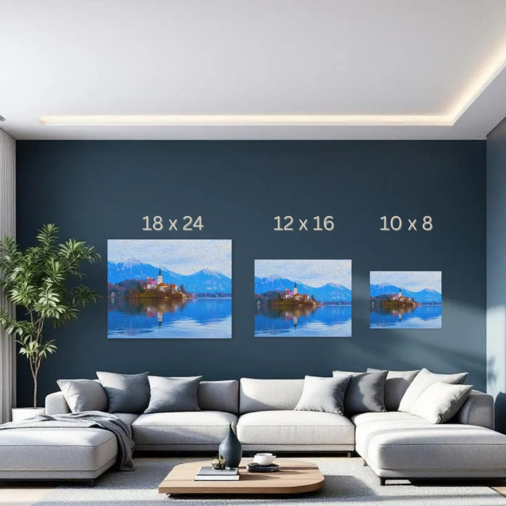 Lake Bled, Slovenia | Island Church on Lake | Original Series Gallery Canvas detail