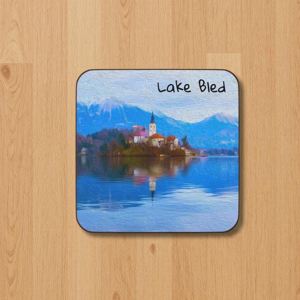 Lake Bled, Slovenia | Island Church on Lake | Original Series Hardboard Coaster
