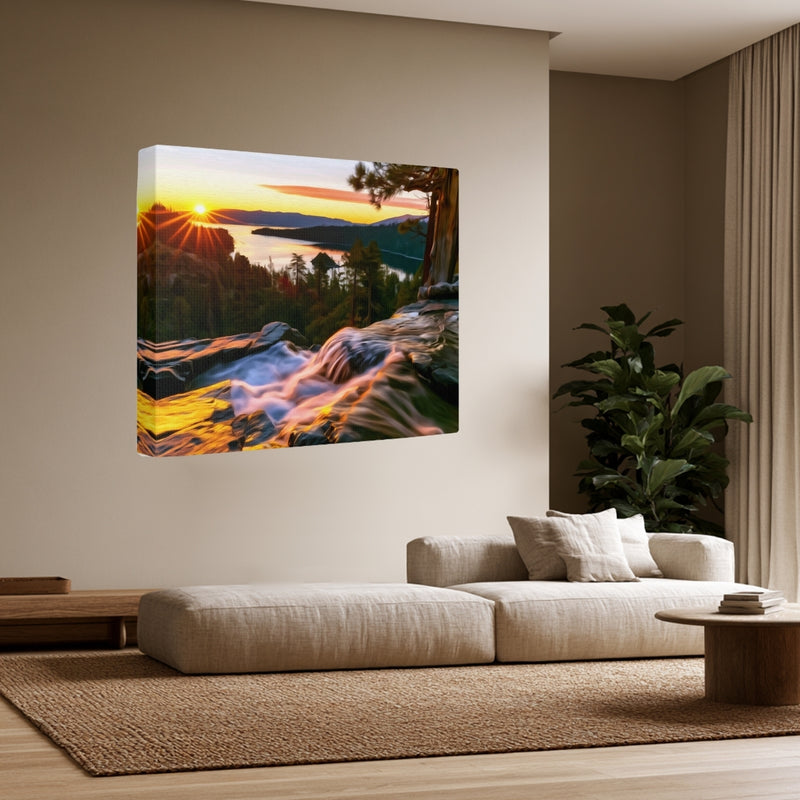 Emerald Bay Sunrise Waterfall — Lake Tahoe, USA, view 3