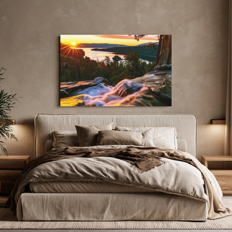 Emerald Bay Sunrise Waterfall — Lake Tahoe, USA, view 6