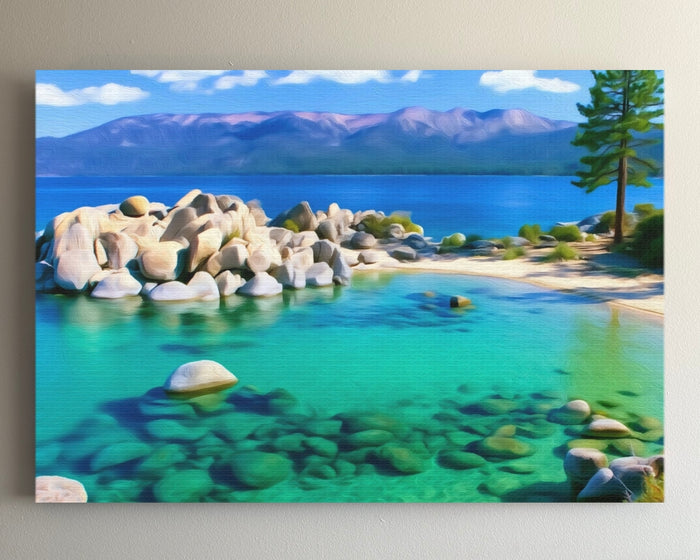 Sand Harbor Rocky Cove &mdash; Lake Tahoe watercolour canvas