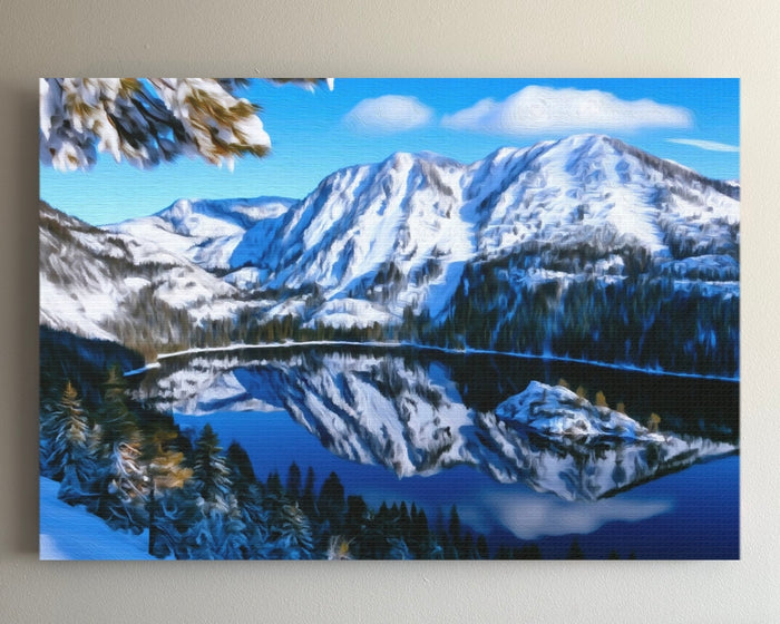 Emerald Bay Winter Reflection &mdash; Lake Tahoe watercolour canvas