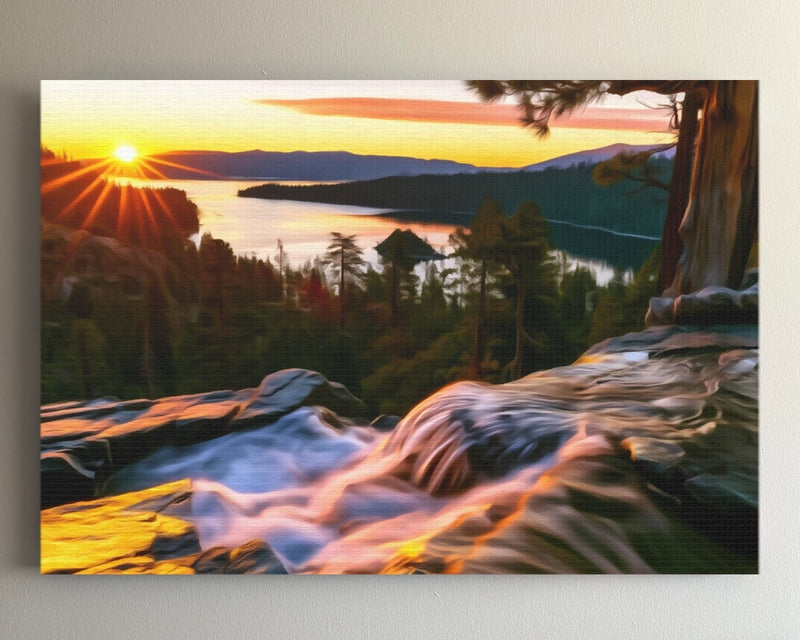 Emerald Bay Sunrise Waterfall — Lake Tahoe, USA
