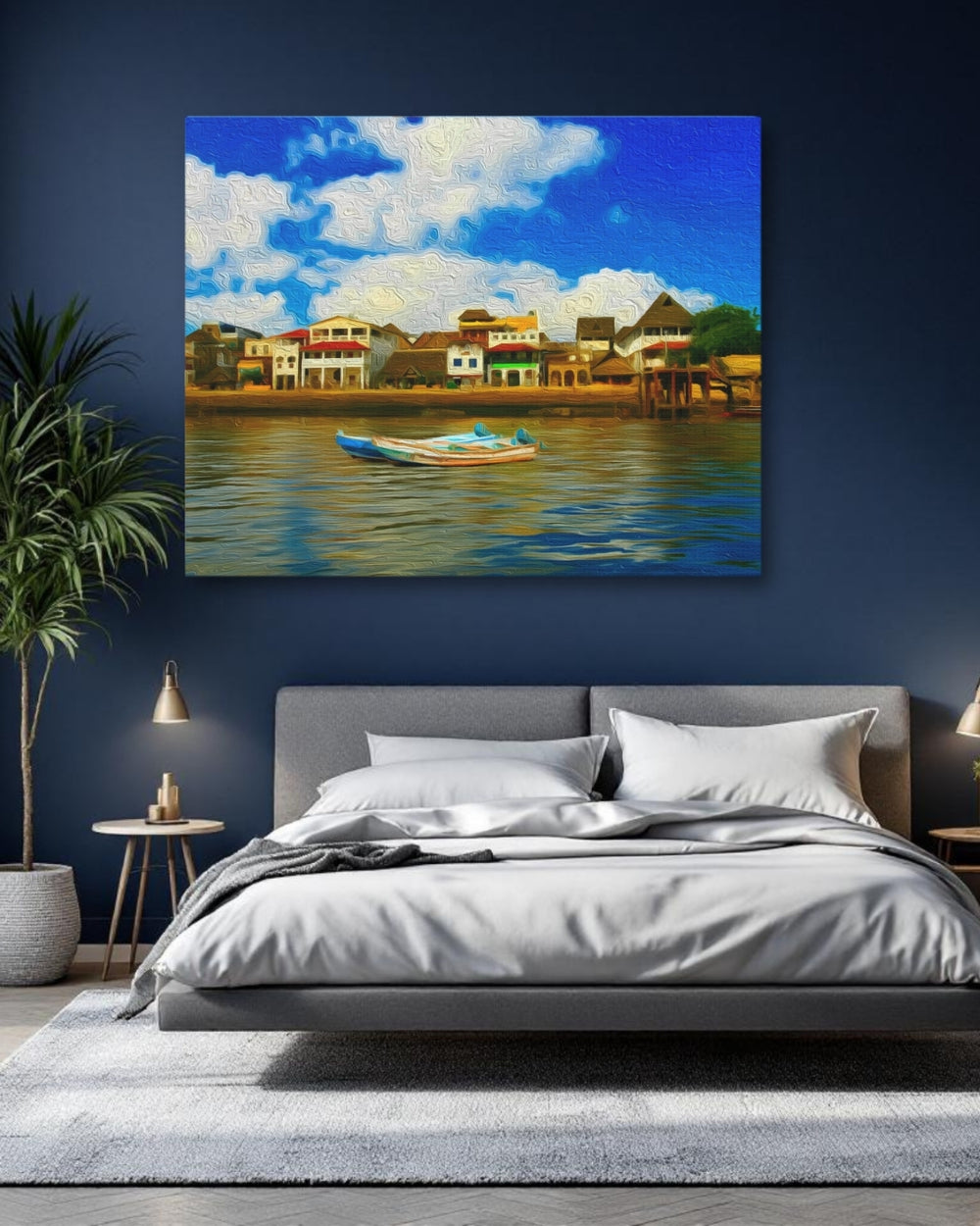 Lamu Town, Kenya | Lamu Waterfront Village Scene | Original Series Gallery Canvas detail