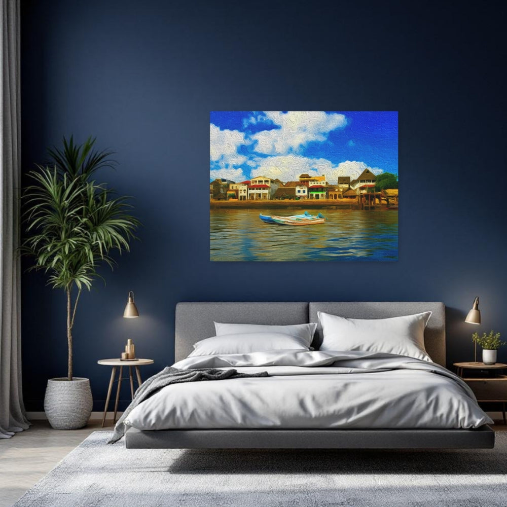 Lamu Town, Kenya | Lamu Waterfront Village Scene | Original Series Gallery Canvas detail