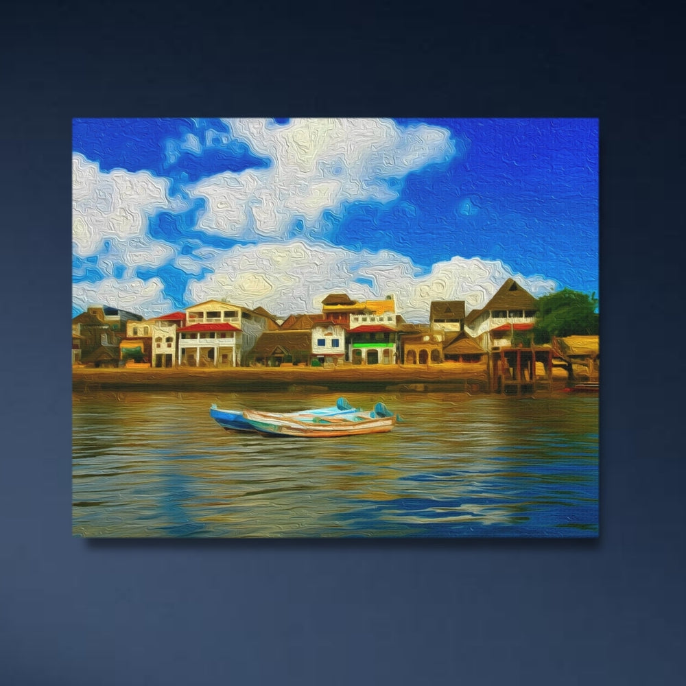 Lamu Town, Kenya | Lamu Waterfront Village Scene | Original Series Gallery Canvas detail