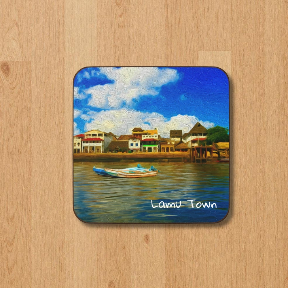 Lamu Town, Kenya | Lamu Waterfront Village Scene | Original Series Hardboard Coaster