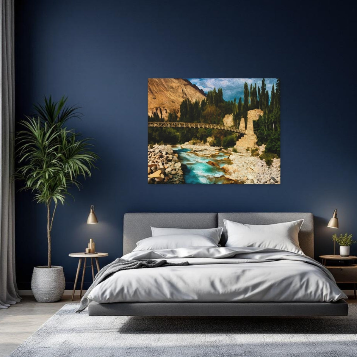 Mountain River Bridge Scene — Leh Ladakh, India, study 2