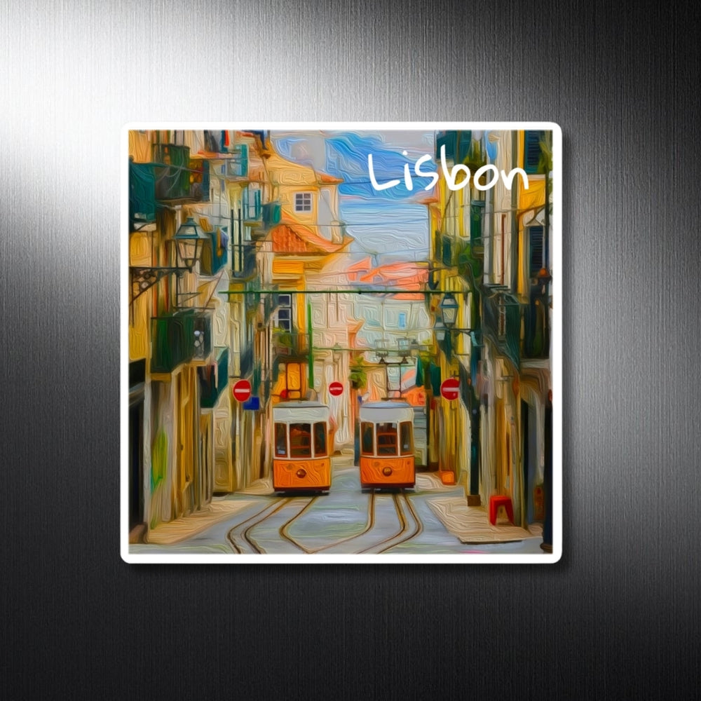 Lisbon, Portugal | Historic Tram Lined Streets | Original Series Decorative Magnet