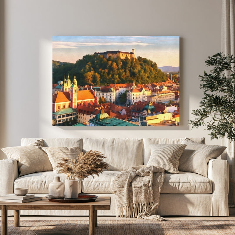 Ljubljana Castle Hill Cityscape in a room — Ljubljana, Slovenia