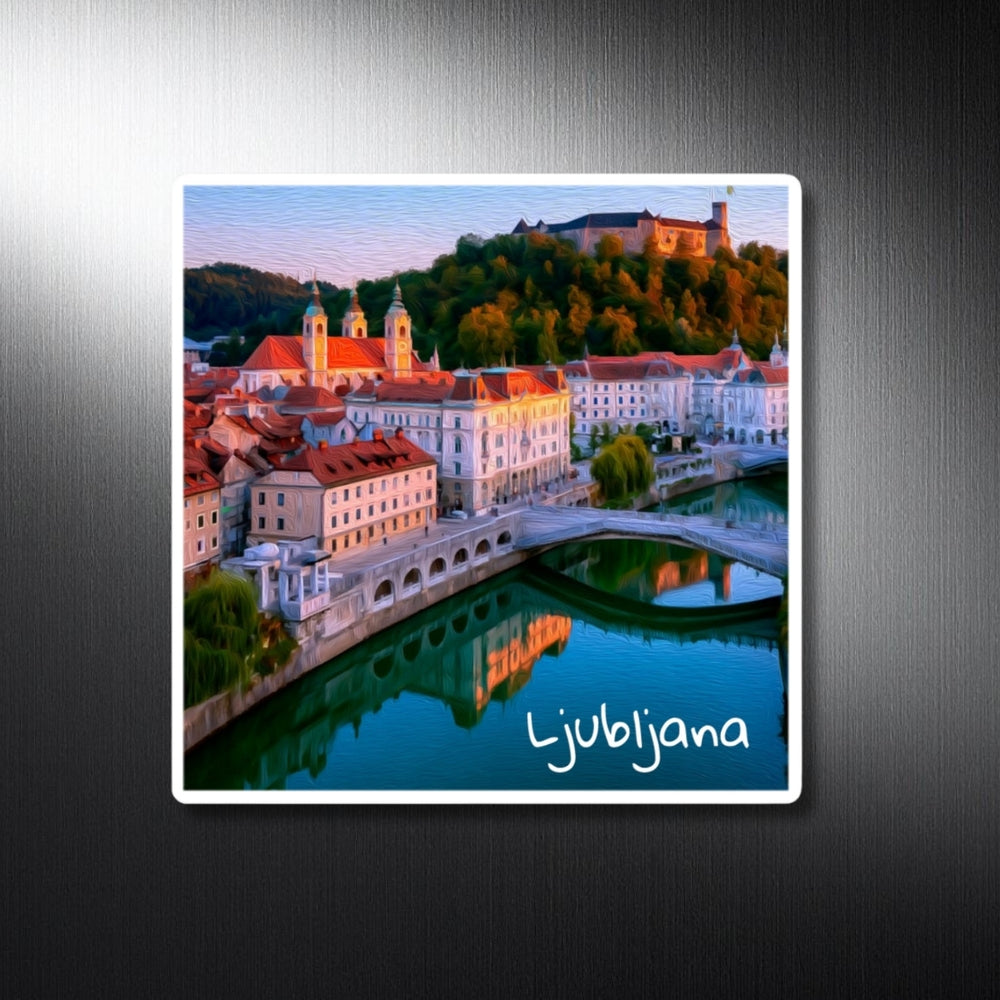 Ljubljana, Slovenia | Castle Hill River View | Original Series Decorative Magnet