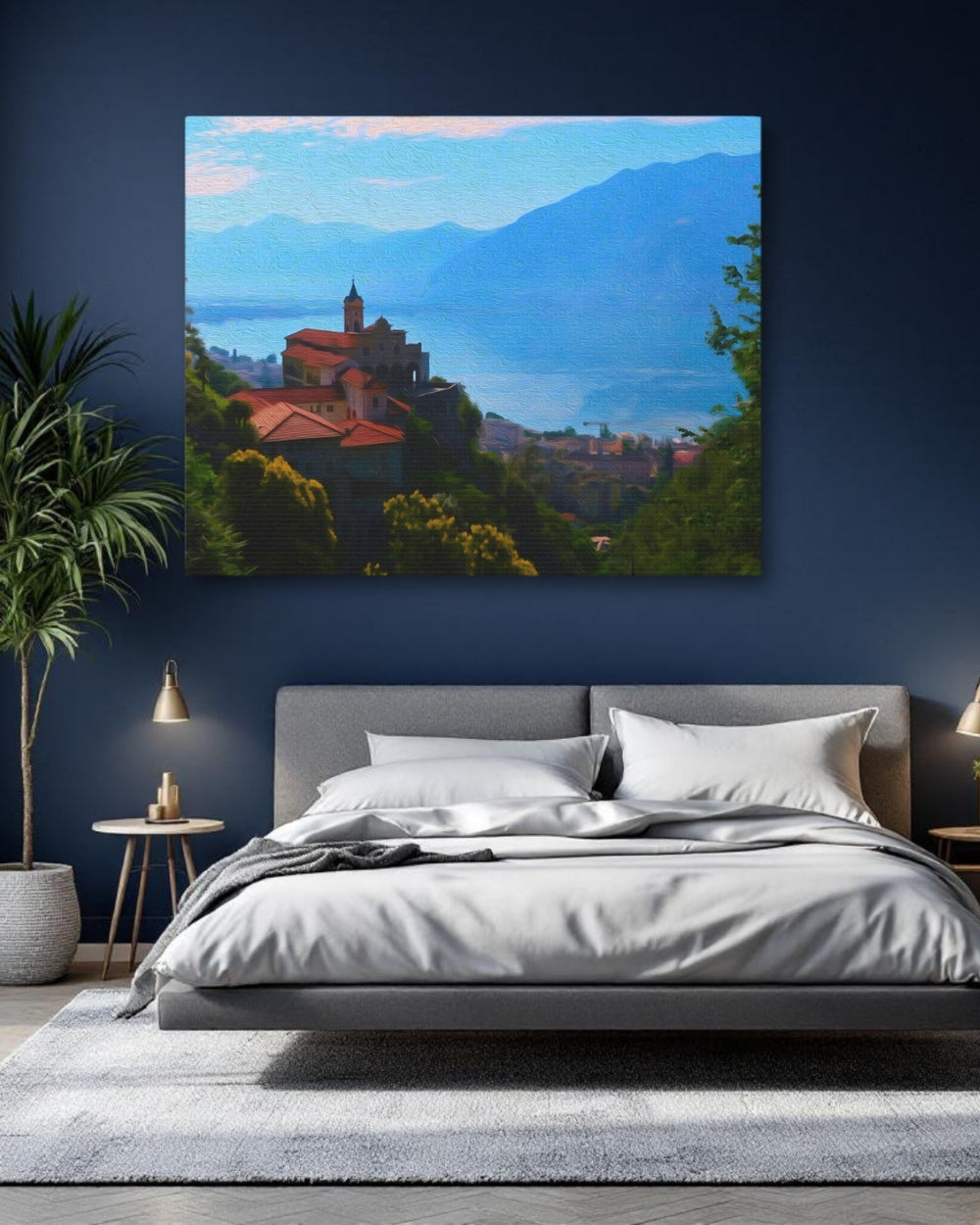 Locarno, Switzerland | Hillside Church Mountain View | Original Series Gallery Canvas detail