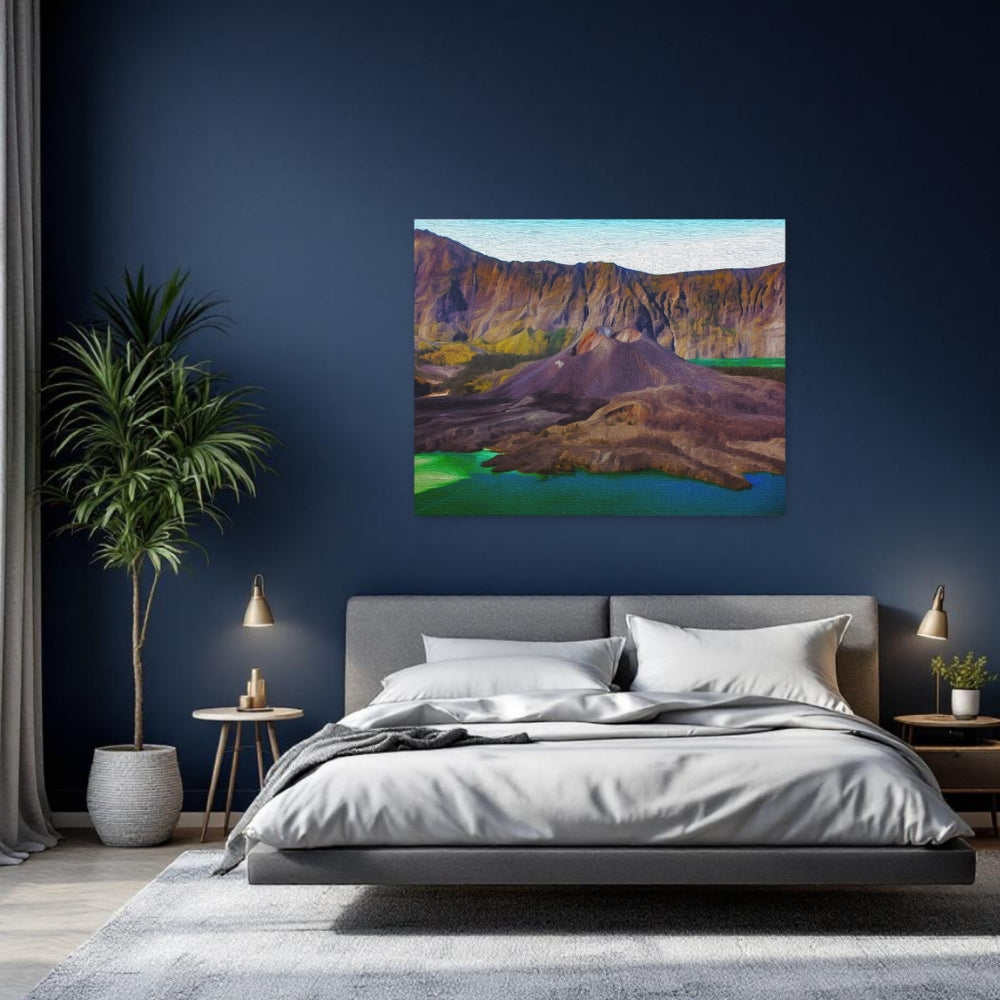 Lombok, Indonesia | Volcanic Crater Lake Vista | Original Series Gallery Canvas detail