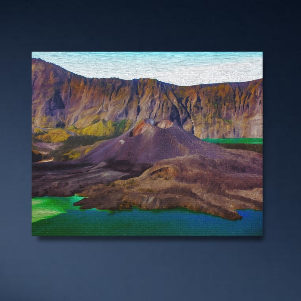 Lombok, Indonesia | Volcanic Crater Lake Vista | Original Series Gallery Canvas detail