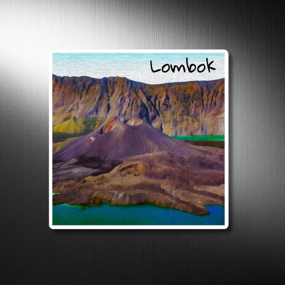 Lombok, Indonesia | Volcanic Crater Lake Vista | Original Series Decorative Magnet