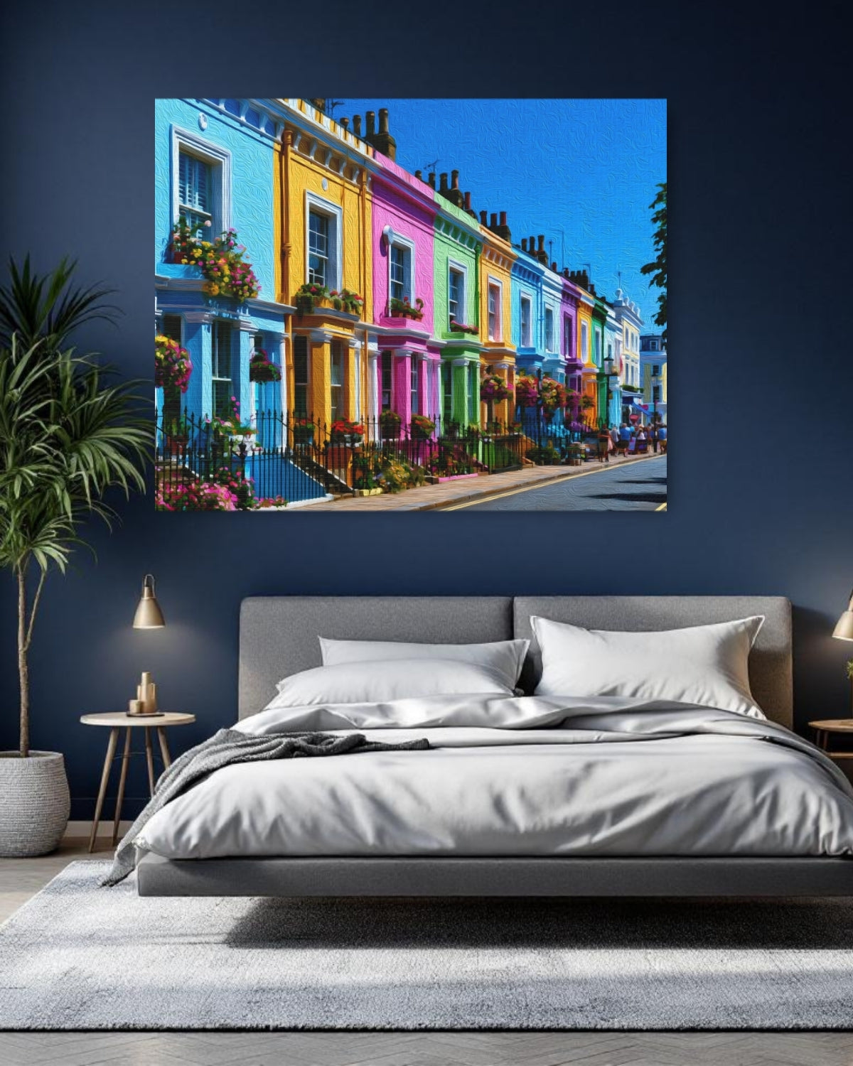 London, England | Portobello Road Colorful Houses | Original Series Gallery Canvas detail