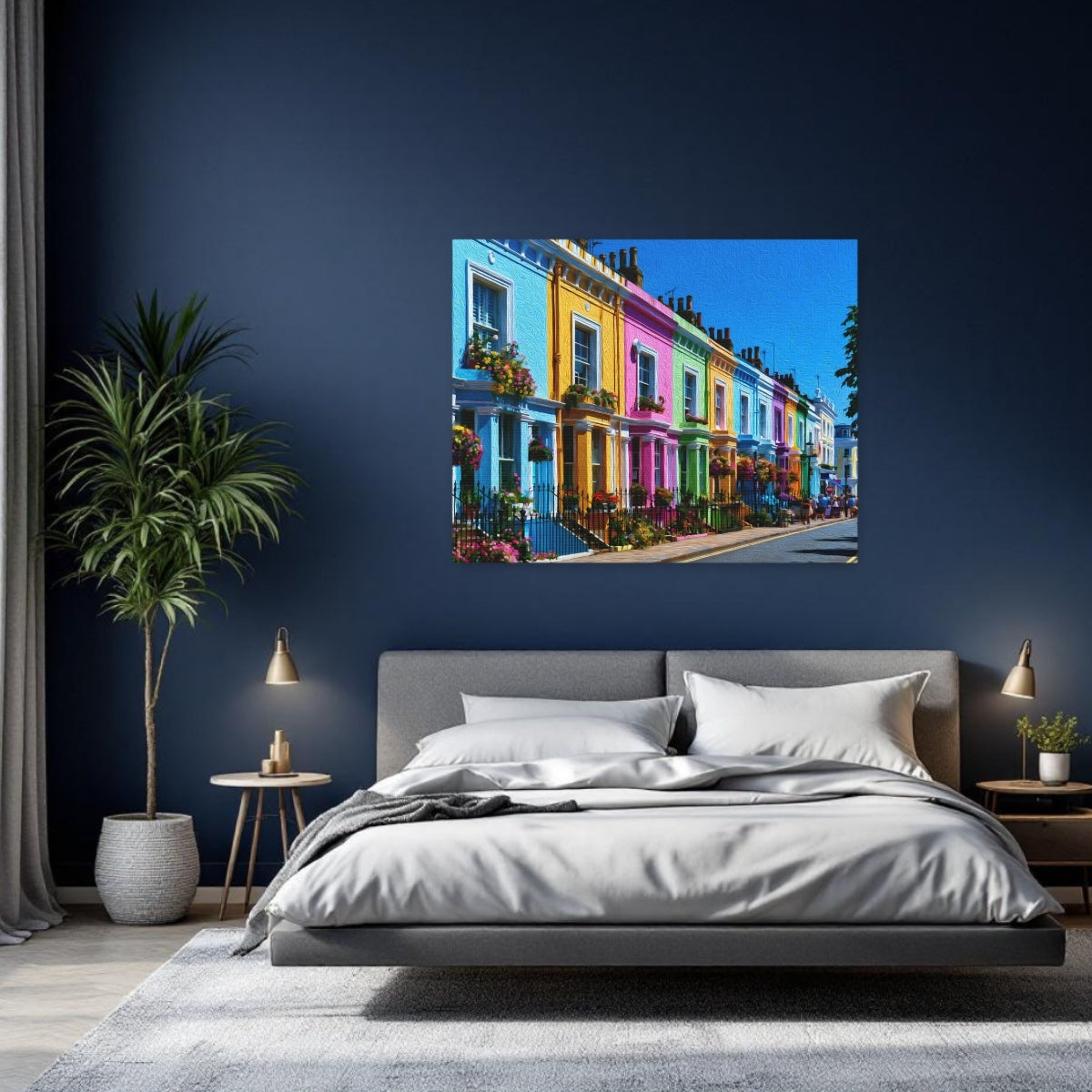 London, England | Portobello Road Colorful Houses | Original Series Gallery Canvas detail