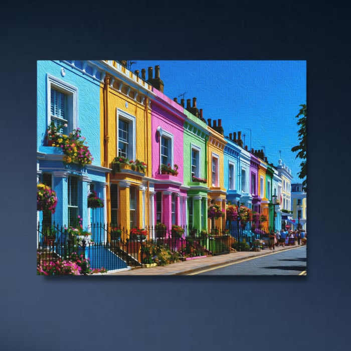 London, England | Portobello Road Colorful Houses | Original Series Gallery Canvas