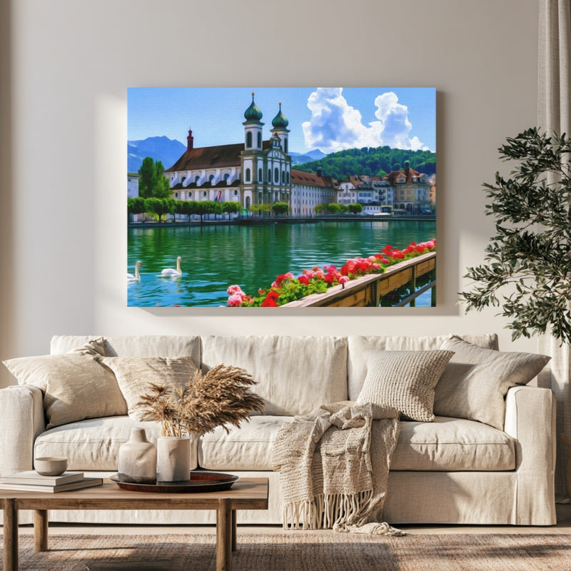 Jesuit Church Lucerne Waterfront — Lucerne, Switzerland, view 1