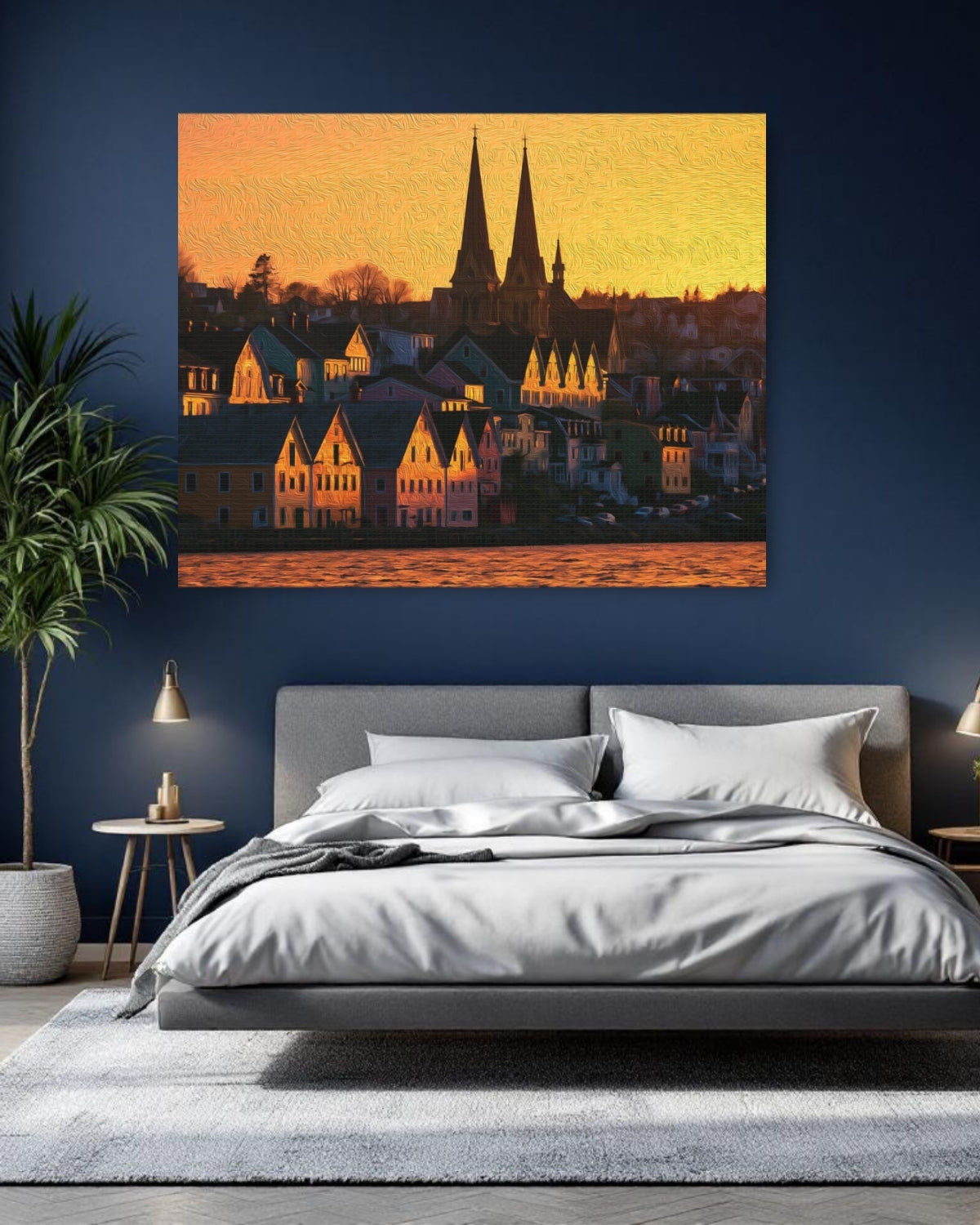 Lunenburg, Nova Scotia | Lunenburg Old Town Waterfront Churches | Original Series Gallery Canvas detail