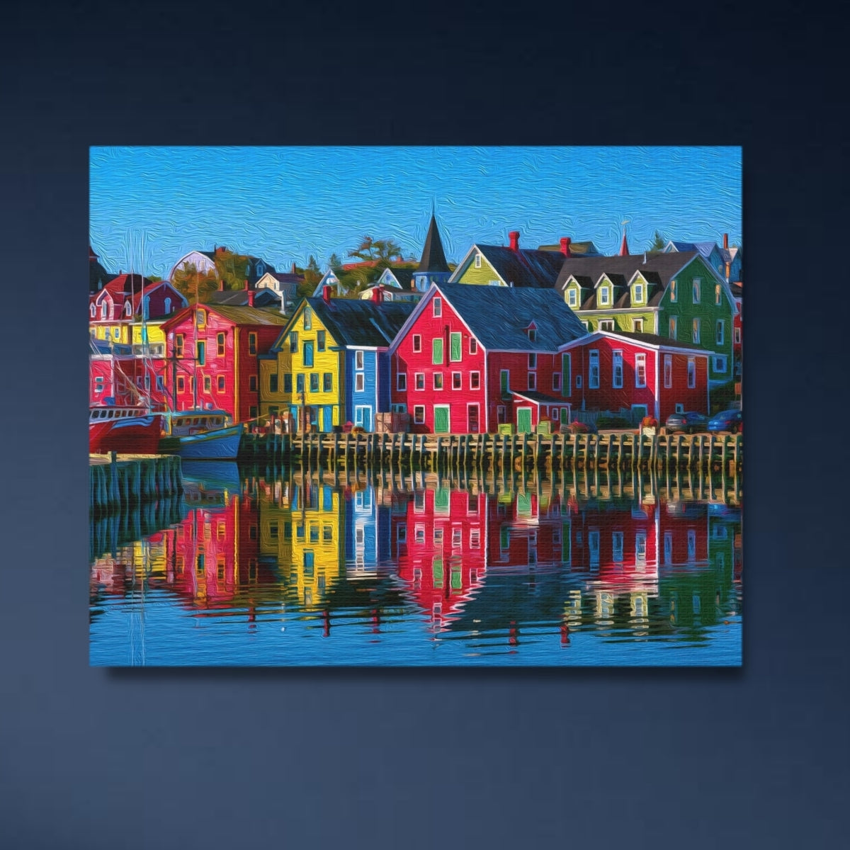 Lunenburg, Nova Scotia | Lunenburg Harbour Colourful Waterfront | Original Series Gallery Canvas close-up detail