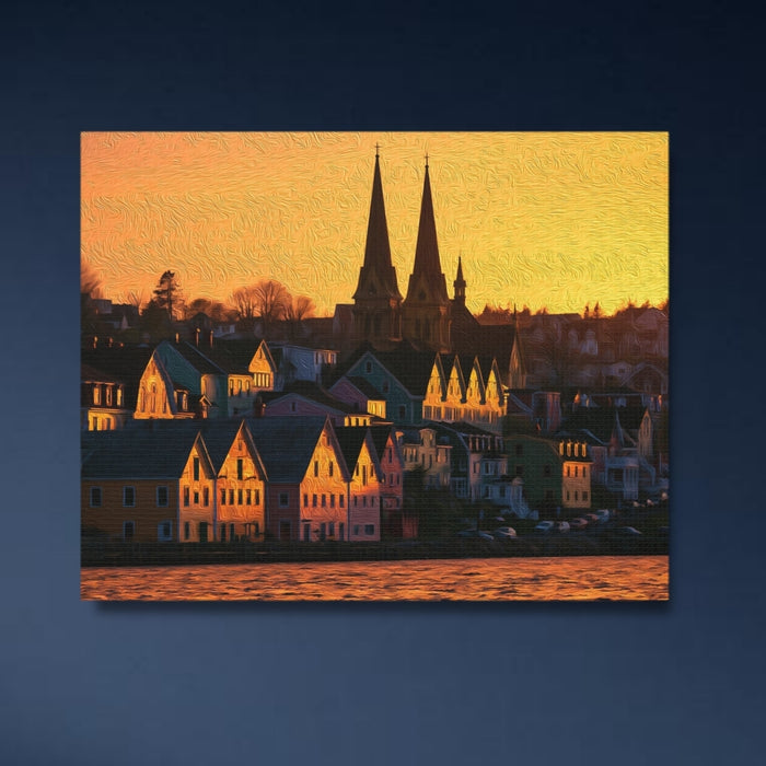 Lunenburg, Nova Scotia | Lunenburg Old Town Waterfront Churches | Original Series Gallery Canvas