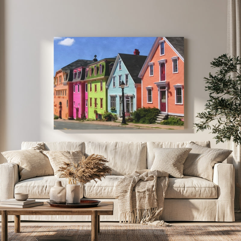 Lunenburg Colourful Row Houses in a room — Lunenburg, Nova Scotia