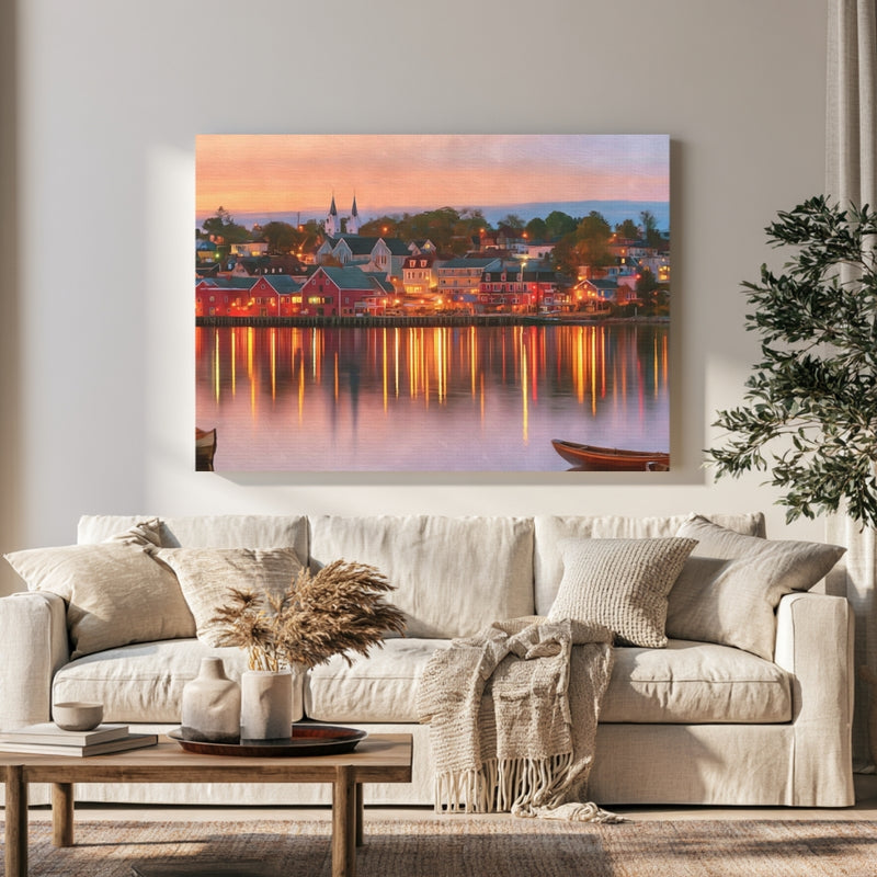 Lunenburg Harbour Waterfront at Dusk in a room — Lunenburg, Nova Scotia