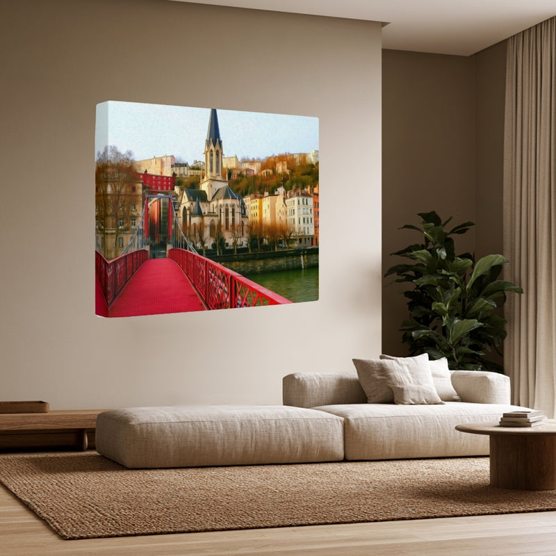 Saint-Georges Church Red Footbridge — Lyon, France, view 3
