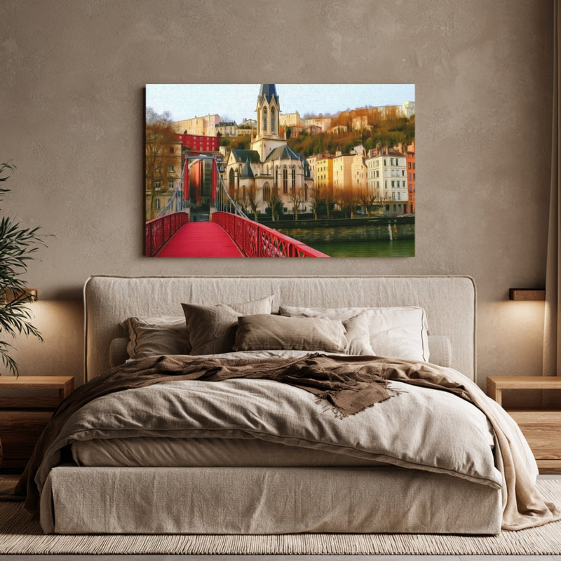 Saint-Georges Church Red Footbridge — Lyon, France, view 6