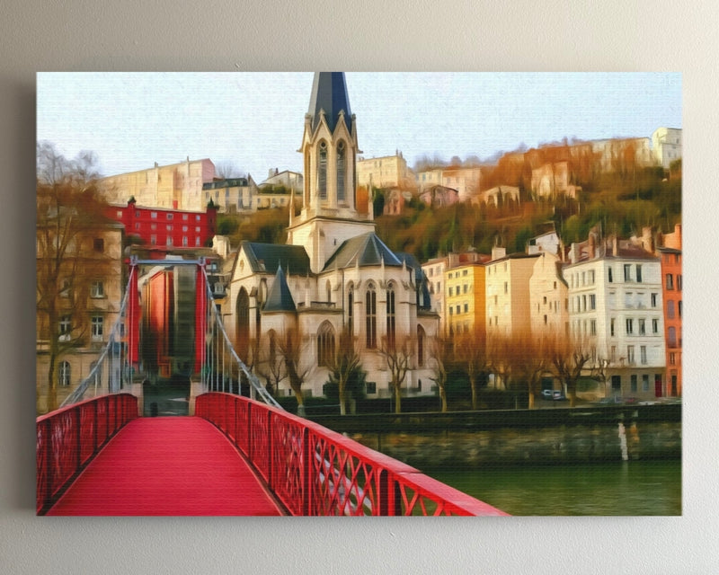 Saint-Georges Church Red Footbridge — Lyon, France
