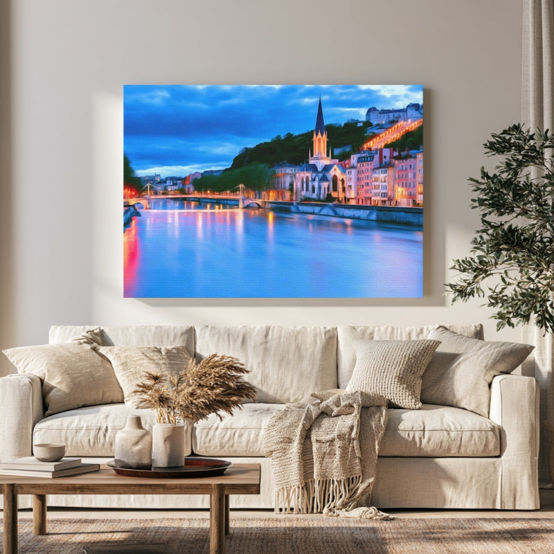 Saone River Saint Georges Church — Lyon, France, view 1