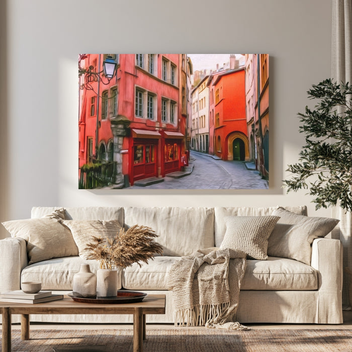 Vieux Lyon Cobblestone Street
