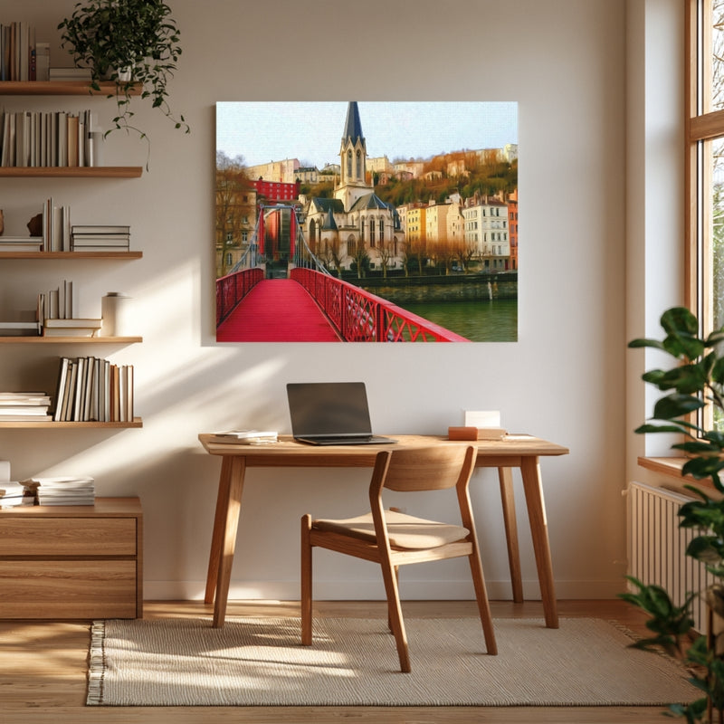 Saint-Georges Church Red Footbridge — Lyon, France, view 4