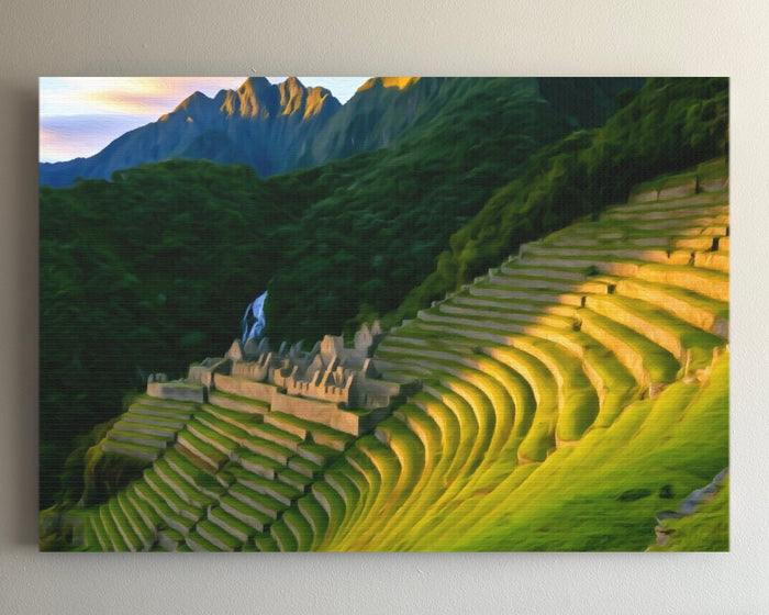 Machu Picchu Agricultural Terraces &mdash; Machu Picchu watercolour canvas
