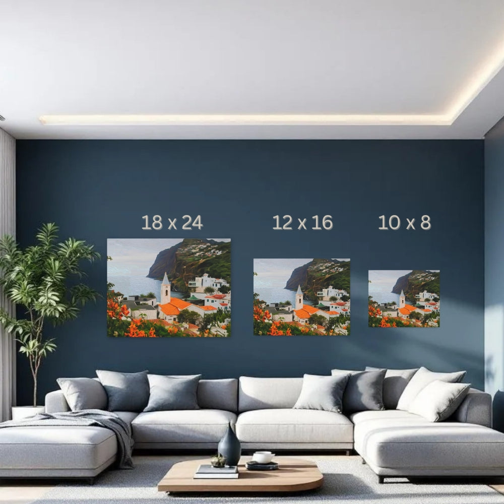 Madeira, Portugal | Coastal Village Church View | Original Series Gallery Canvas detail