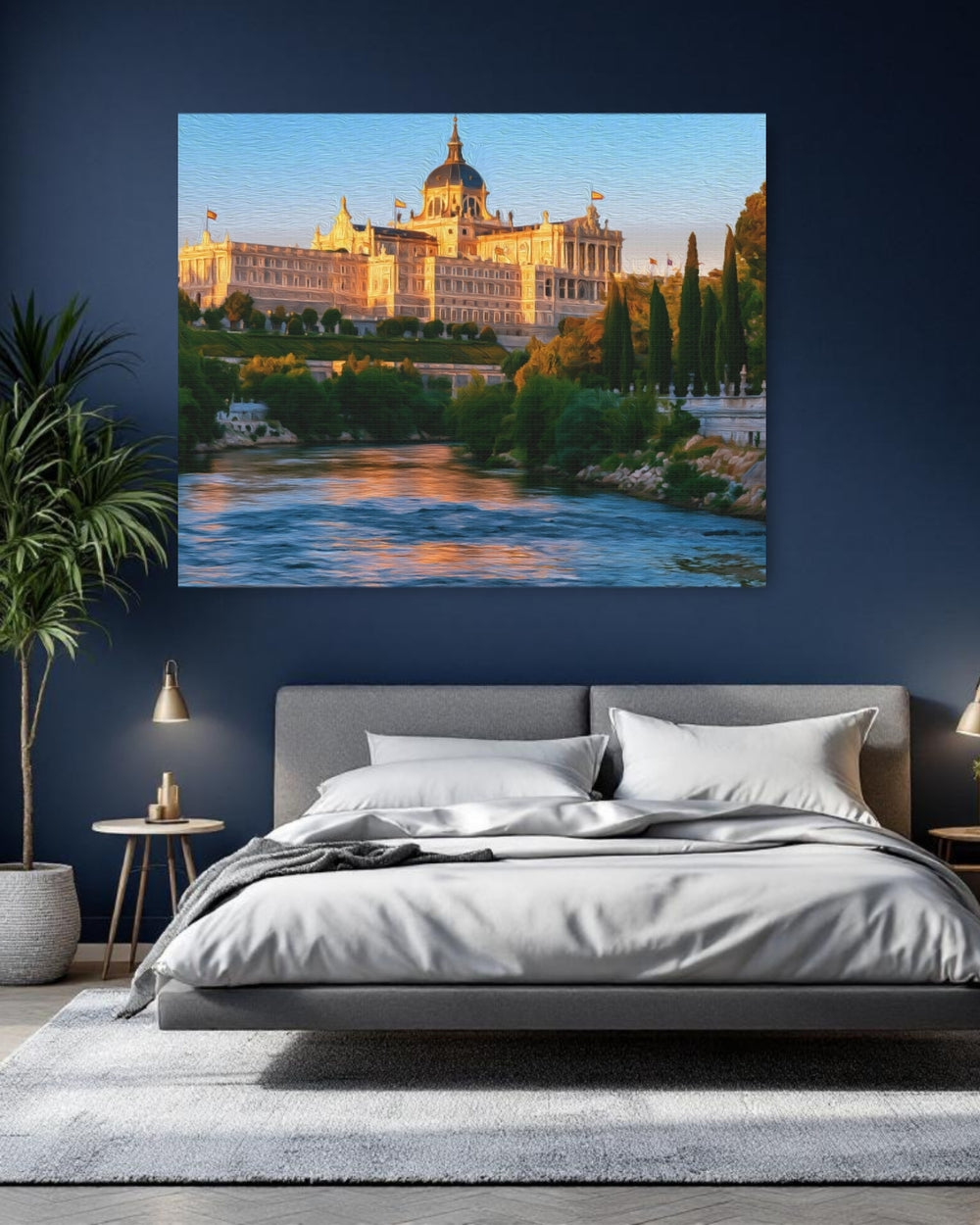 Madrid, Spain | Royal Palace Along River | Original Series Gallery Canvas detail