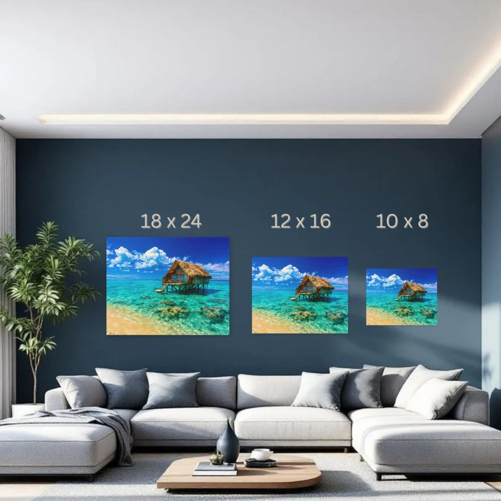 Maldives | Overwater Bungalow Tropical Lagoon | Original Series Gallery Canvas detail