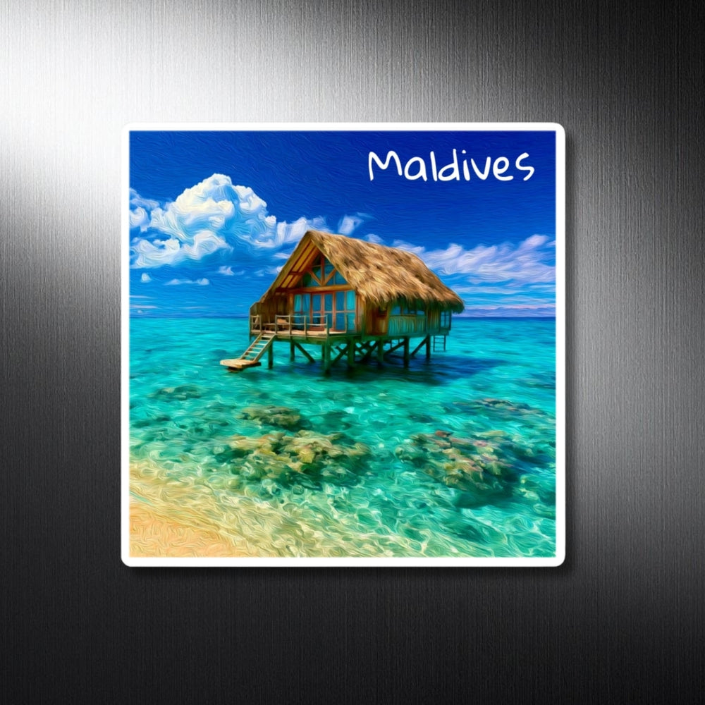 Maldives | Overwater Bungalow Tropical Lagoon | Original Series Decorative Magnet